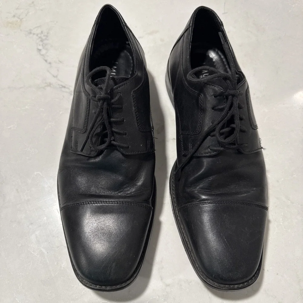 Johnston & Murphy Mens Sz US 9.5 W Cap Toe Oxford Black Leather Shoes 59 -11567